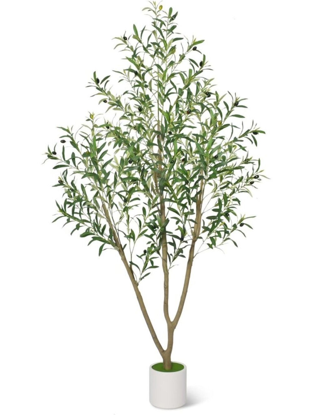 6FT Tall Faux Olive Tree with White Planter - Realistic Indoor Artificial Plant